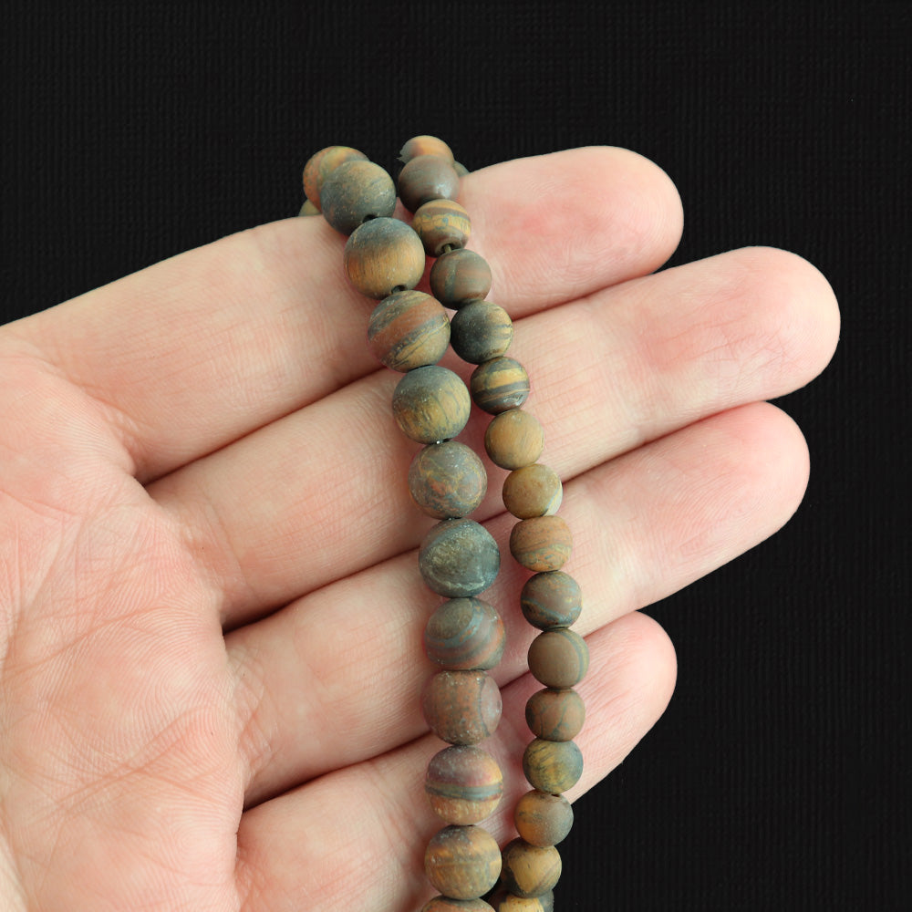 Round Natural Tigers Eye Beads 6mm or 8mm - Choose Your Size - Golden Reddish Brown - 1 Full 15.1" Strand - BD2557