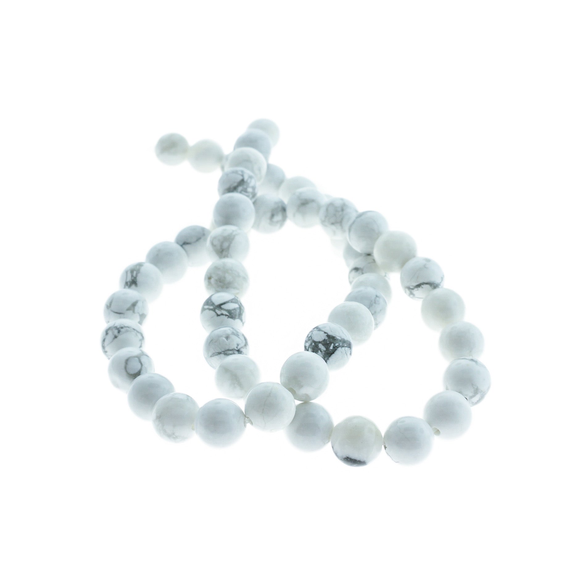 Round Natural Turquoise Beads 4mm - 12mm - Choose Your Size - Polished White - 1 Full 15" Strand - BD1825