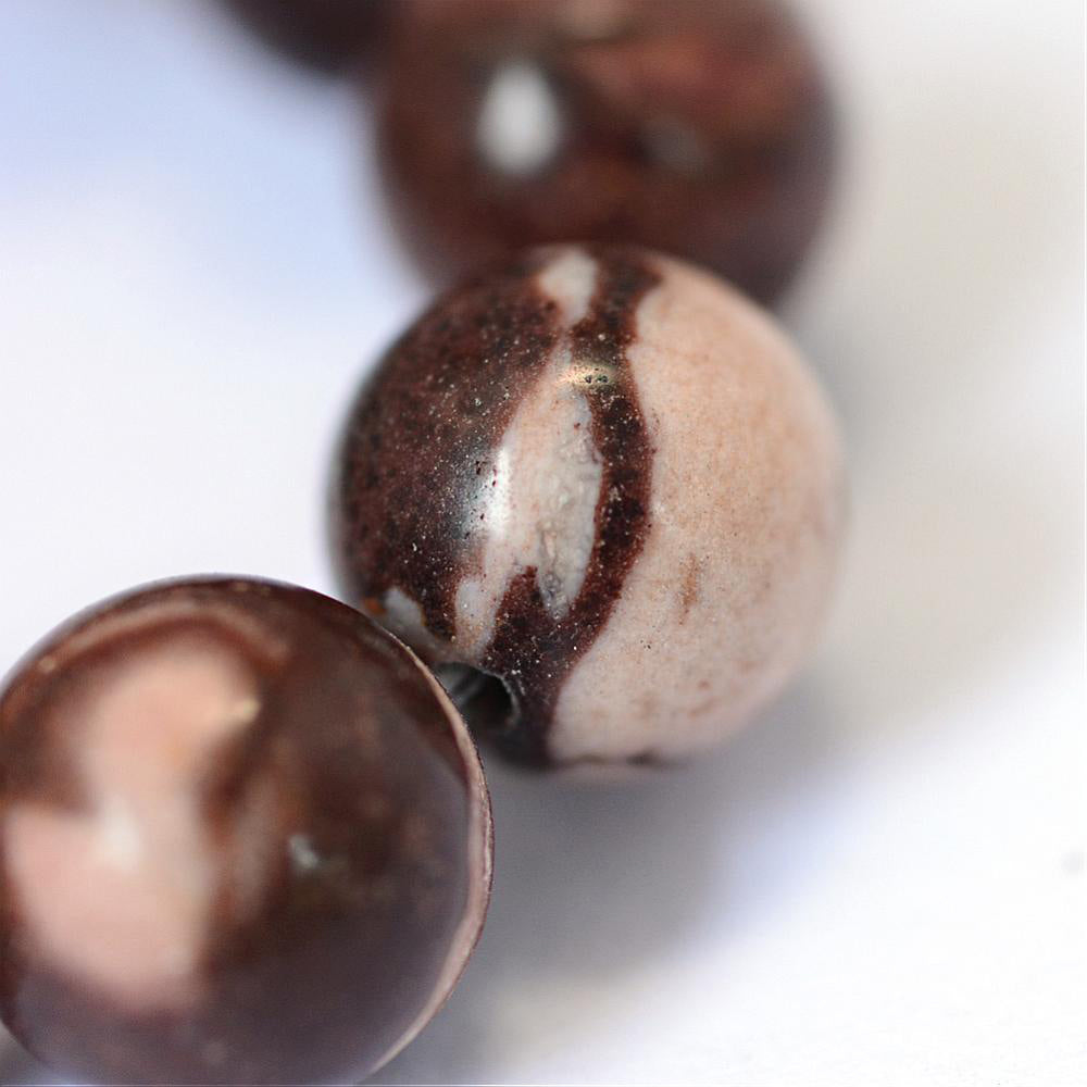 Round Natural Zebra Jasper Beads 8mm - Chocolate Brown Marble - 1 Strand 47 Beads - BD1340