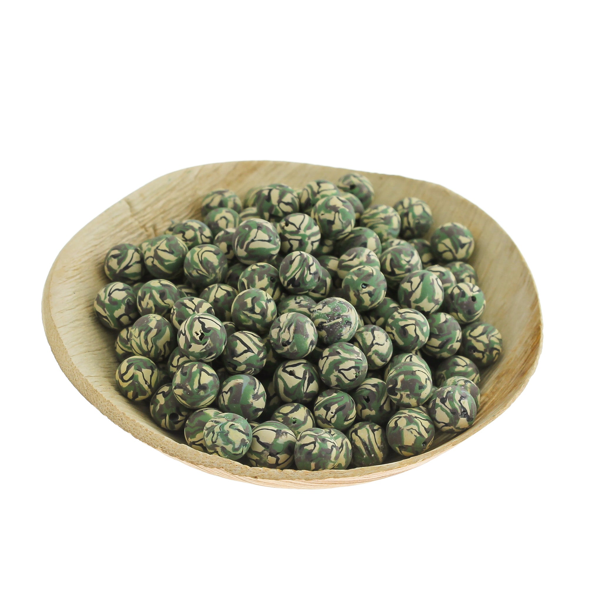 Round Polymer Clay Beads 8mm - Camouflage - 20 Beads - BD1215