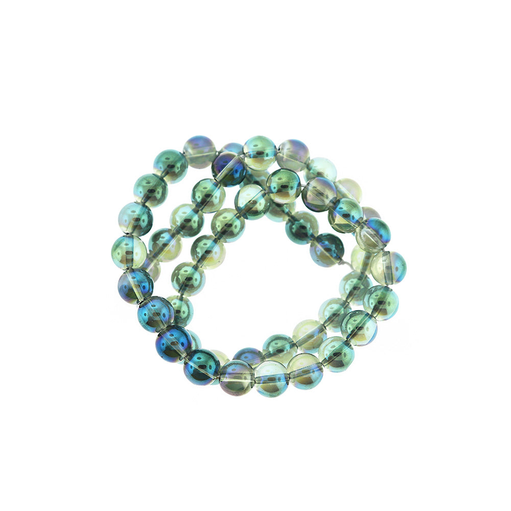 Round Quartz Gemstone Beads 6mm - 12mm - Choose Your Size - Electroplated Clear - 1 Full 15" Strand - BD2323