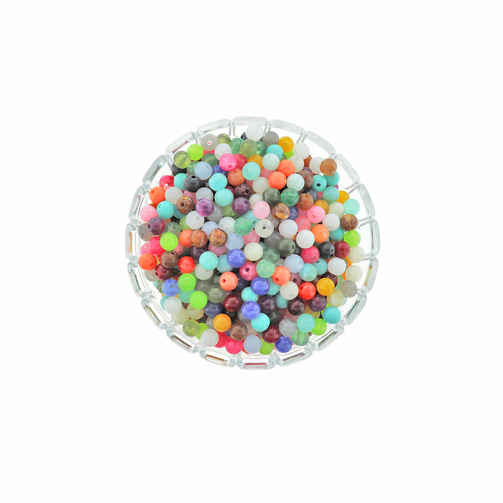 Perles rondes en résine 8 mm - Assortiment arc-en-ciel - 50 perles - BD2185