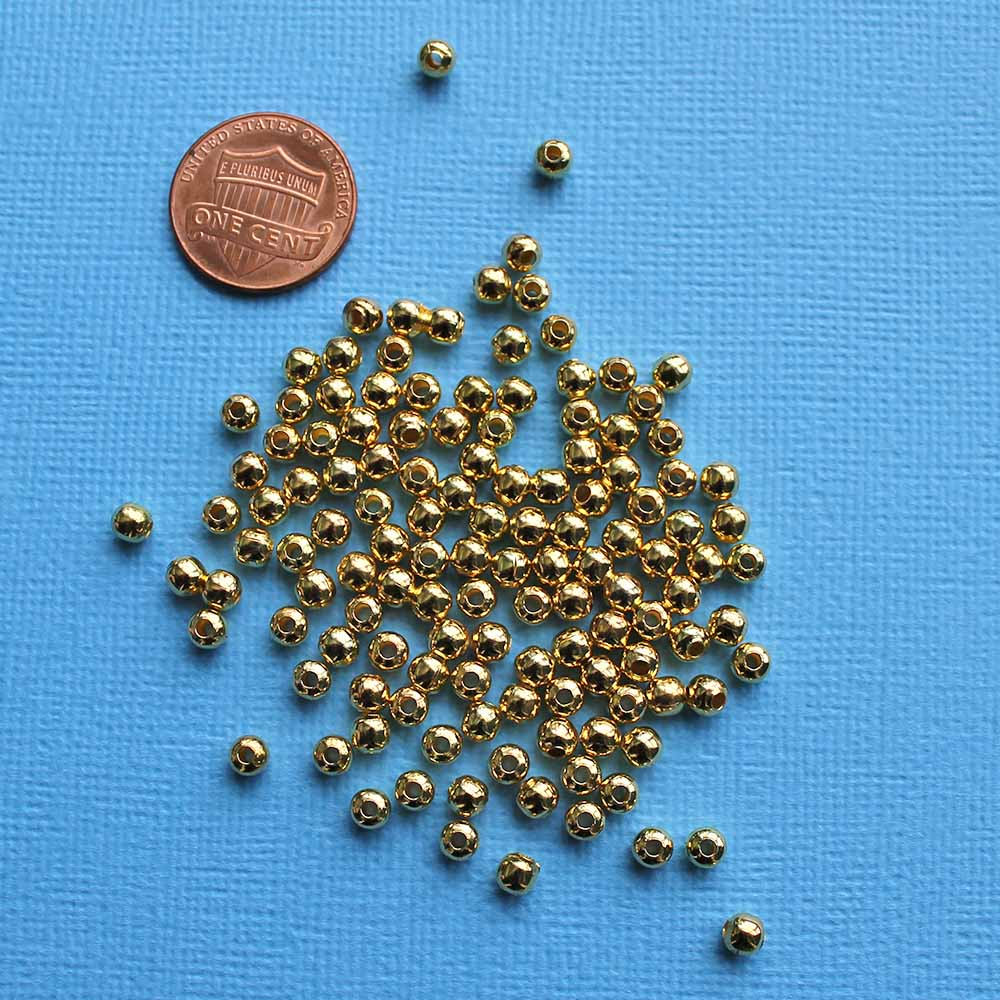 Round Spacer Beads 4mm x 4mm - Gold Tone - 500 Beads - FD234