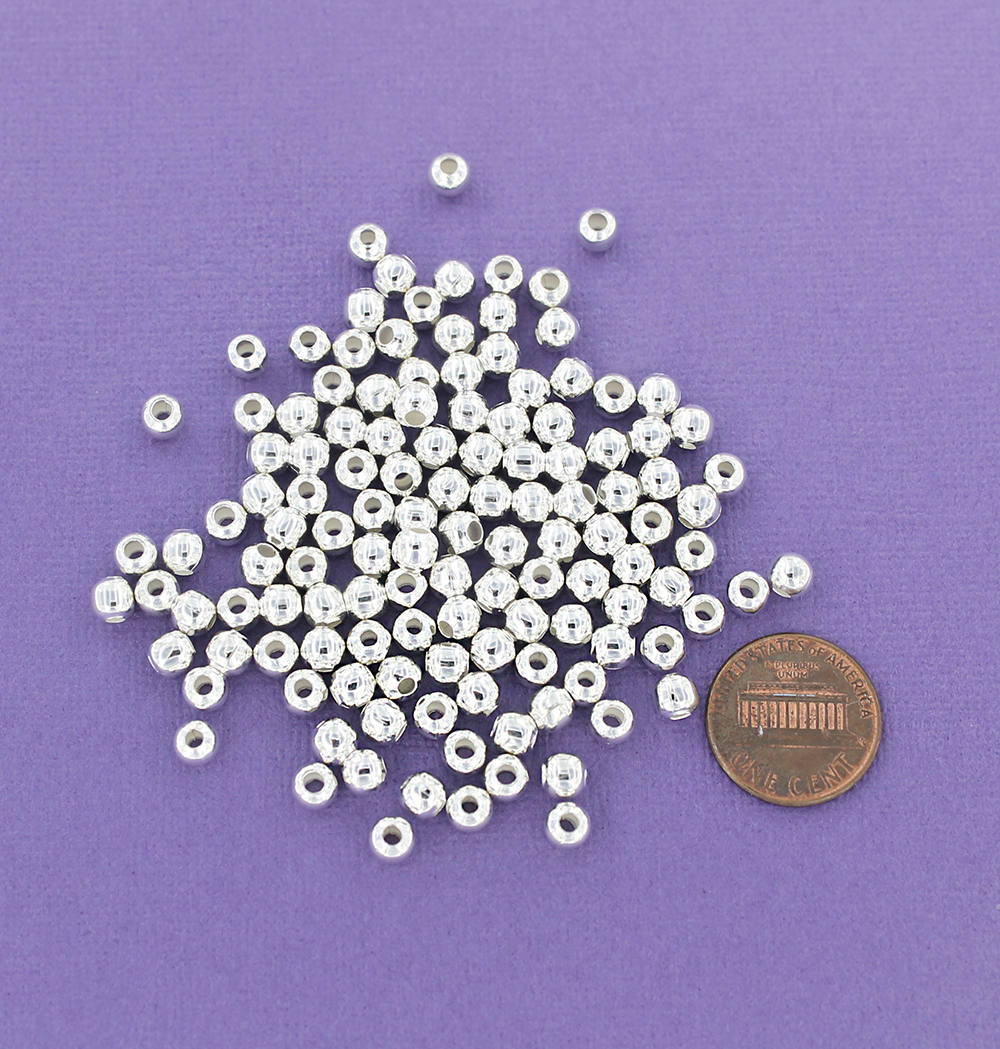 Round Spacer Beads 5mm - Silver Tone - 50 Beads - SC4530