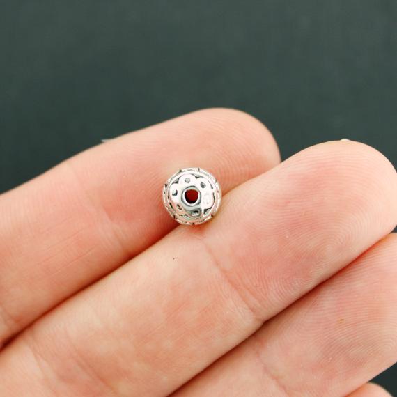 Round Spacer Beads 8mm - Silver Tone - 15 Beads - SC7825