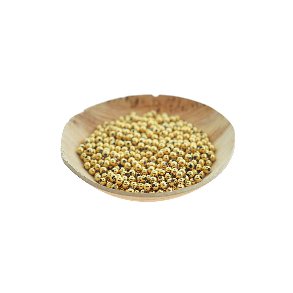 Perles Intercalaires Rondes en Acier Inoxydable 4mm - Doré - 20 Perles - BD2592