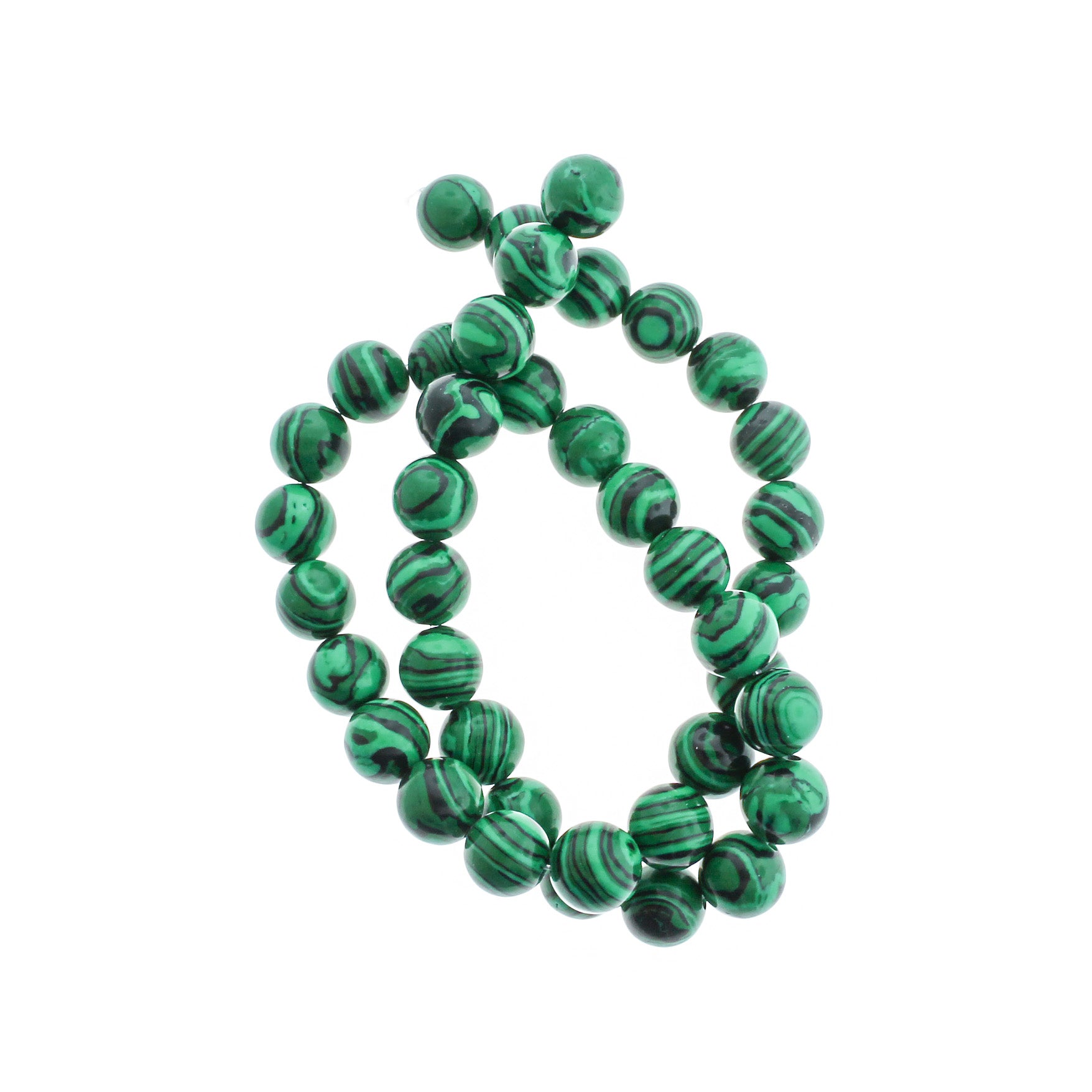 Round Synthetic Malachite Beads 4mm - 14mm - Choose Your Size - Green and Black Swirled - 1 Full 15" Strand - BD1819
