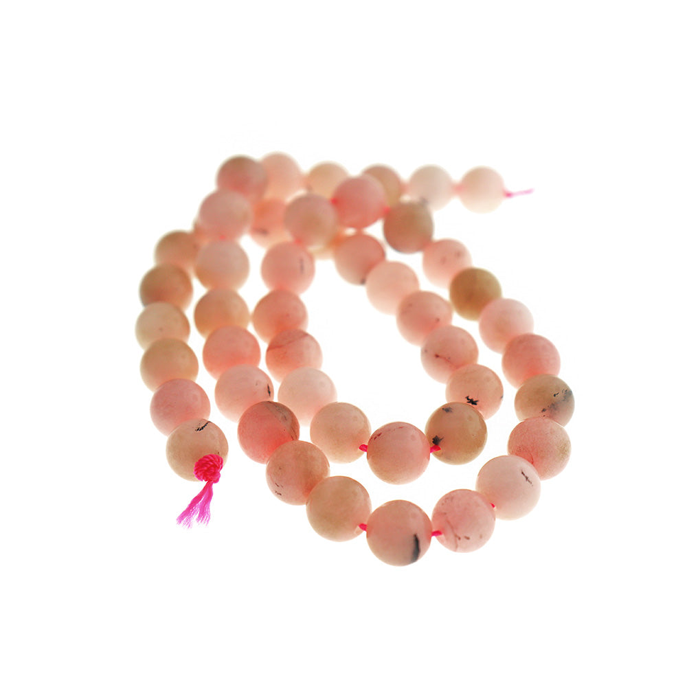 Perles rondes en opale synthétique 6 mm - 10 mm - Choisissez votre taille - Rose - 1 brin complet - BD2820