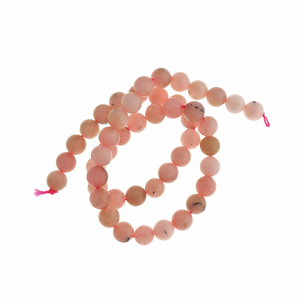 Perles rondes en opale synthétique 6 mm - 10 mm - Choisissez votre taille - Rose - 1 brin complet - BD2820