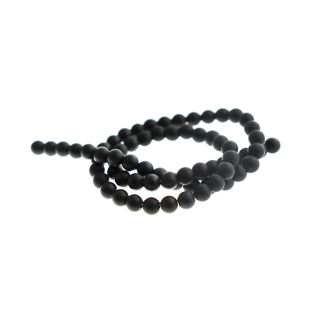 Round Synthetic Stone Beads 4mm or 6mm - Choose Your Size -Black - 1 Full Strand - BD2577