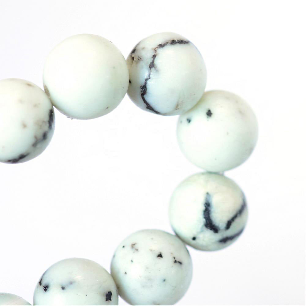 Perles Turquoise Synthétiques Rondes 8mm - Marbre Noir et Blanc - 1 Rang 47 Perles - BD1326