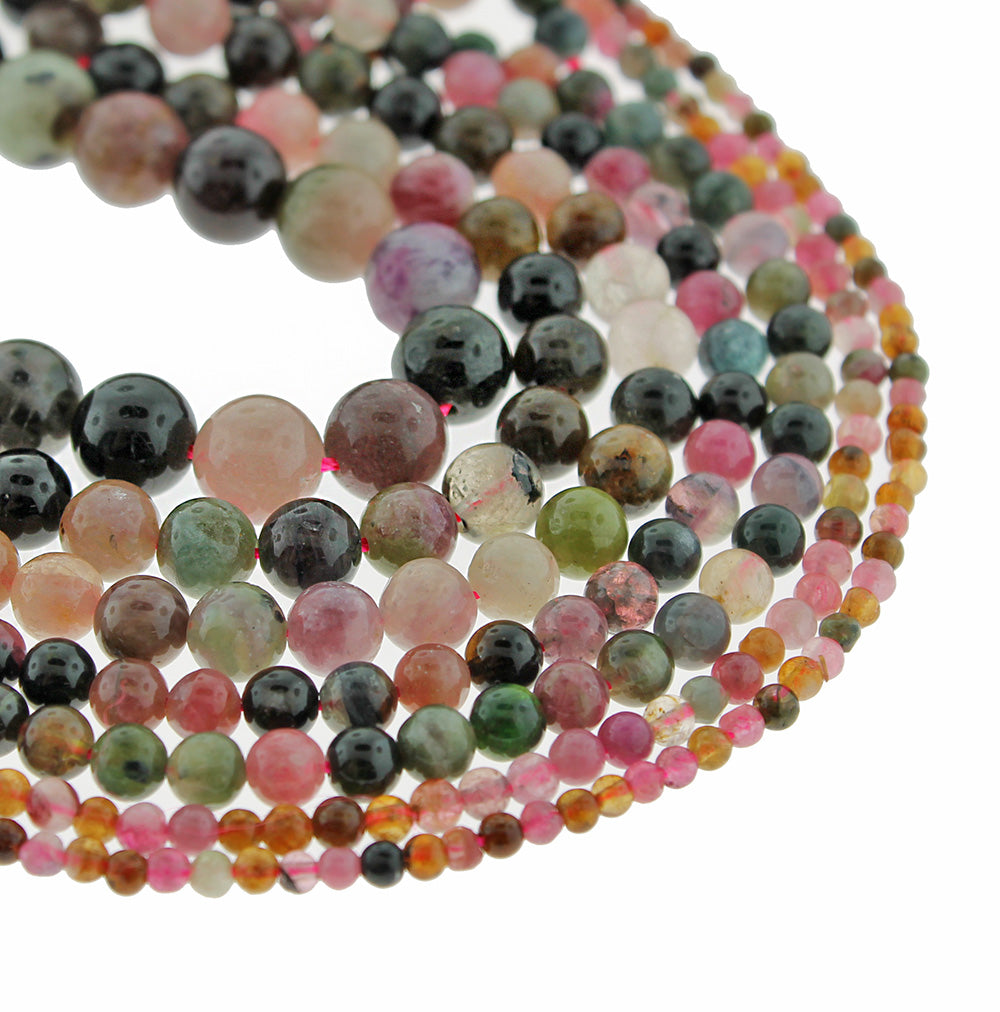 Perles de tourmaline rondes 3mm - 10mm - Choisissez votre taille - Tons de terre en sourdine - 1 brin complet de 15,5" - BD1874