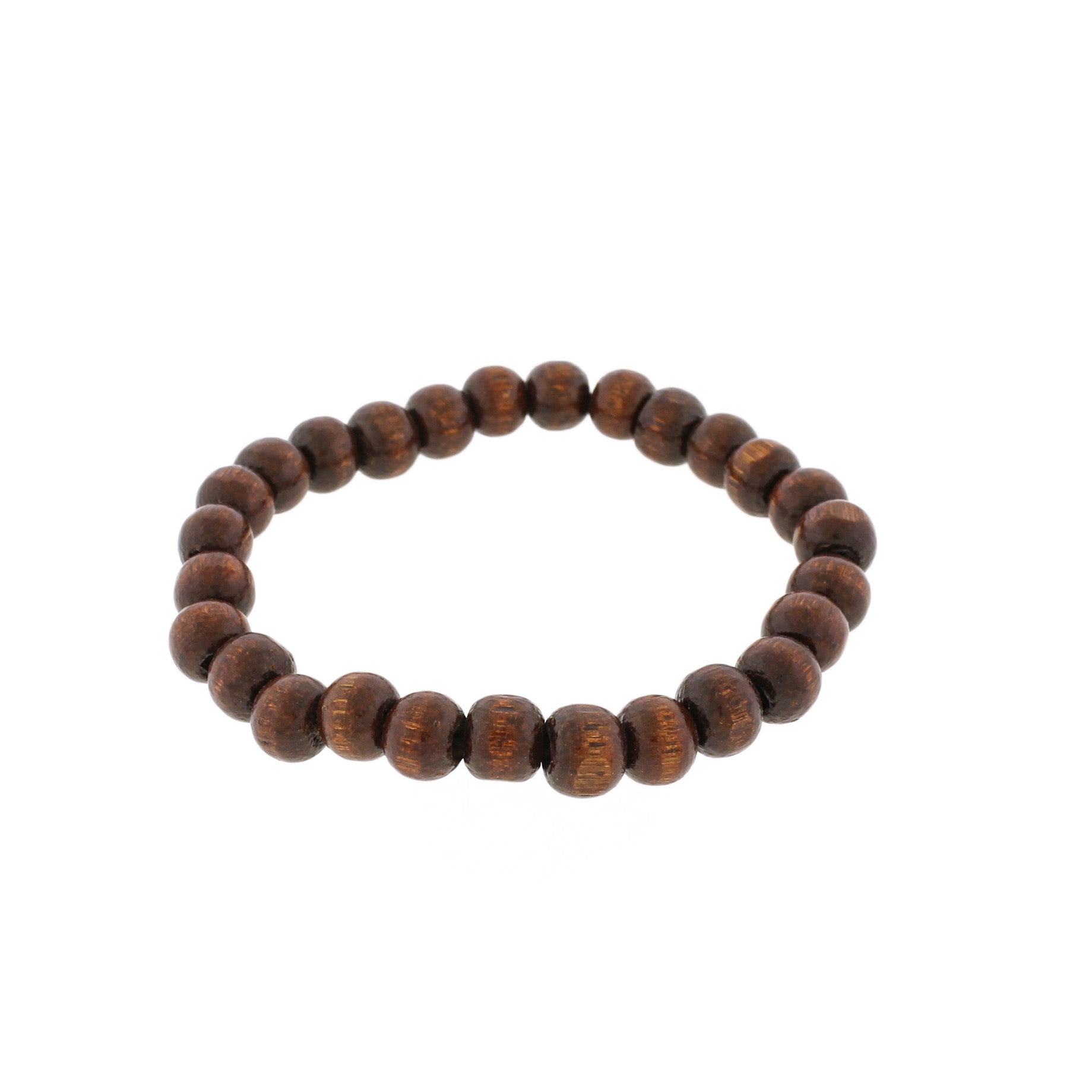 Round Wood Bead Bracelet - 50mm - Brown - 1 Bracelet - BB146