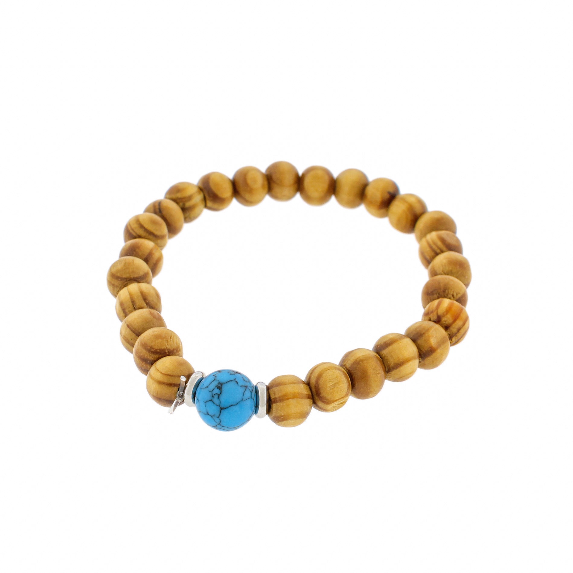 Round Wood Bead Bracelet - 8mm / 56mm - With Focal Bead - Choose Your Color!