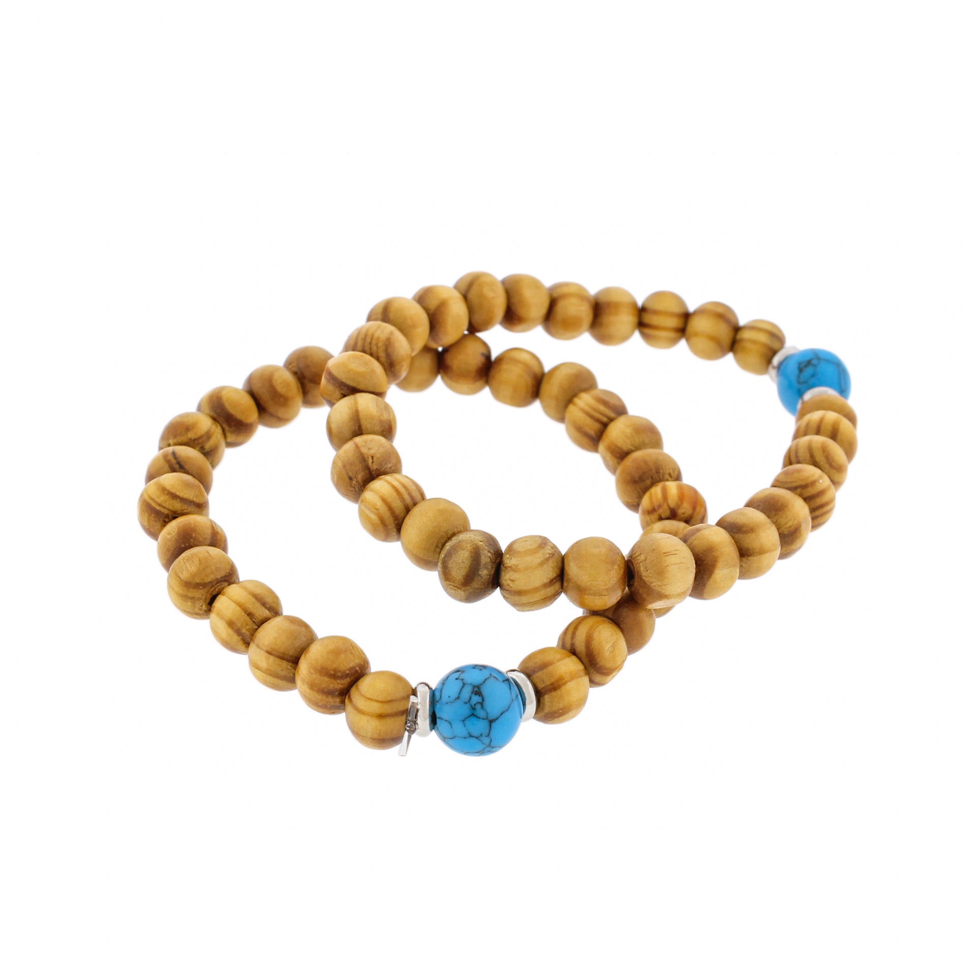 Round Wood Bead Bracelet - 8mm / 56mm - With Focal Bead - Choose Your Color!
