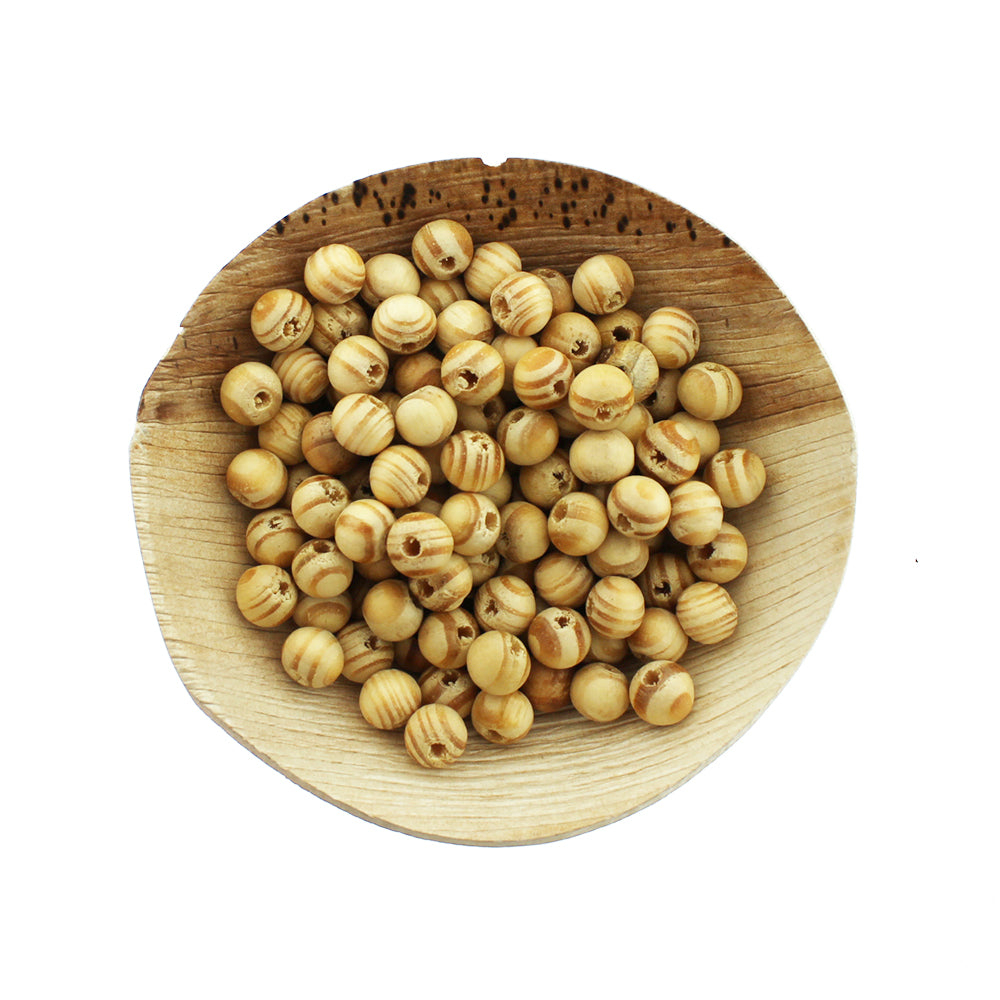 Round Wood Beads 8mm - Unfinished Almond - 250 Beads - BD1058
