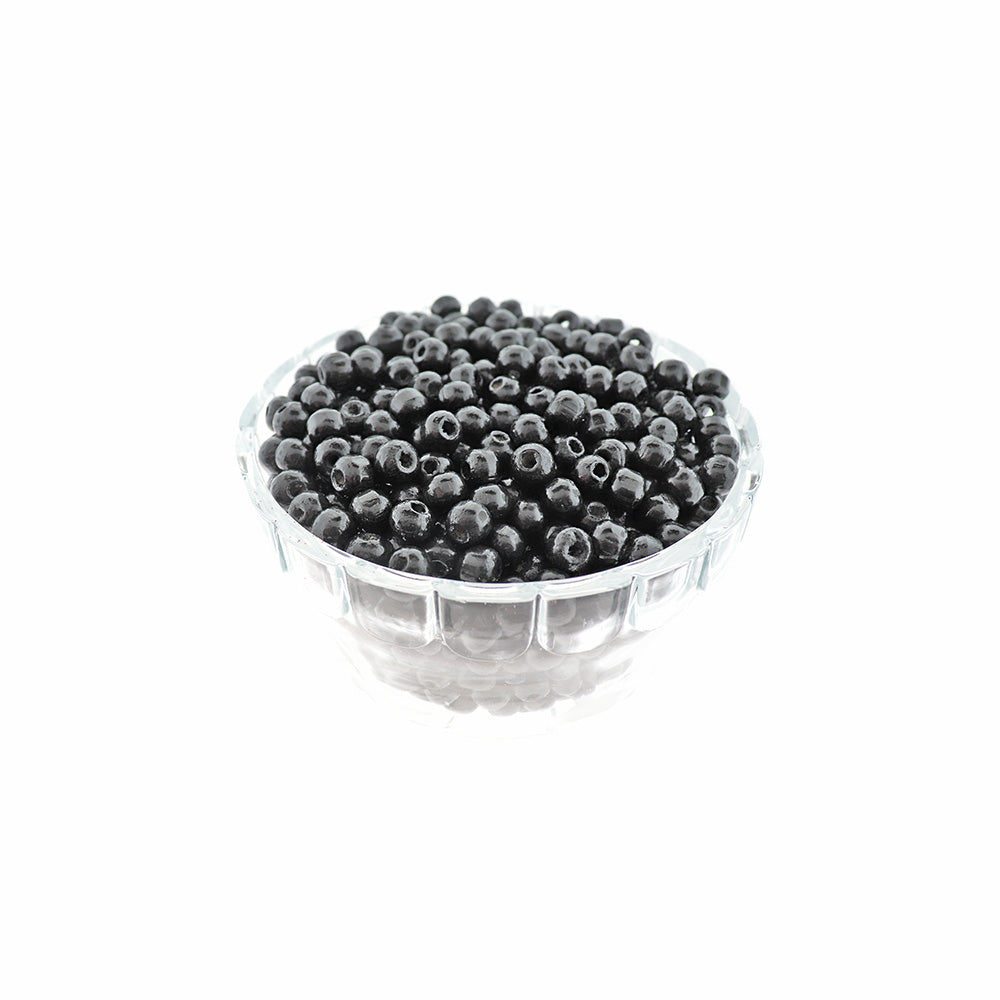 Perles Rondes en Bois 9mm - Noir - 100 Perles - BD2194