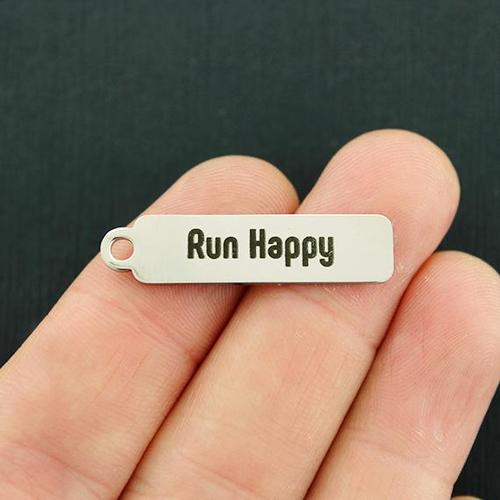 Run Happy Stainless Steel Charms - BFS015-7091