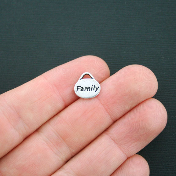 VENTE 12 breloques de ton argent antique famille - SC4360