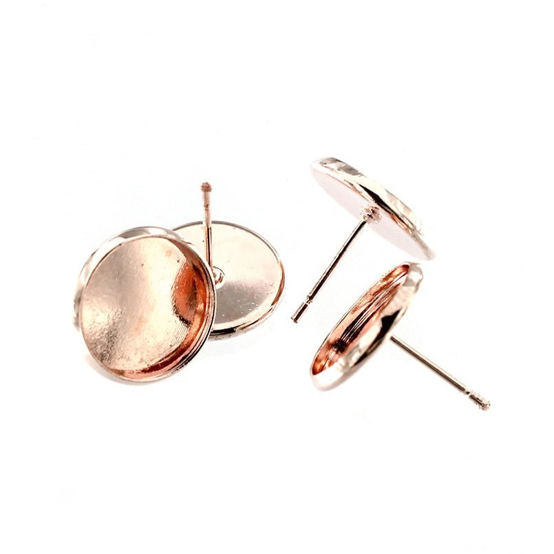 SALE Rose Gold Tone Earrings - Stud Bases - 14mm x 13mm - 10 Pieces 5 Pairs - FD793