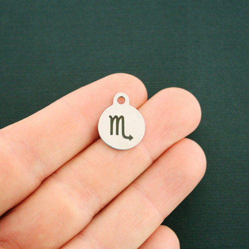 Scorpio Stainless Steel Small Round Charms - BFS002-1789