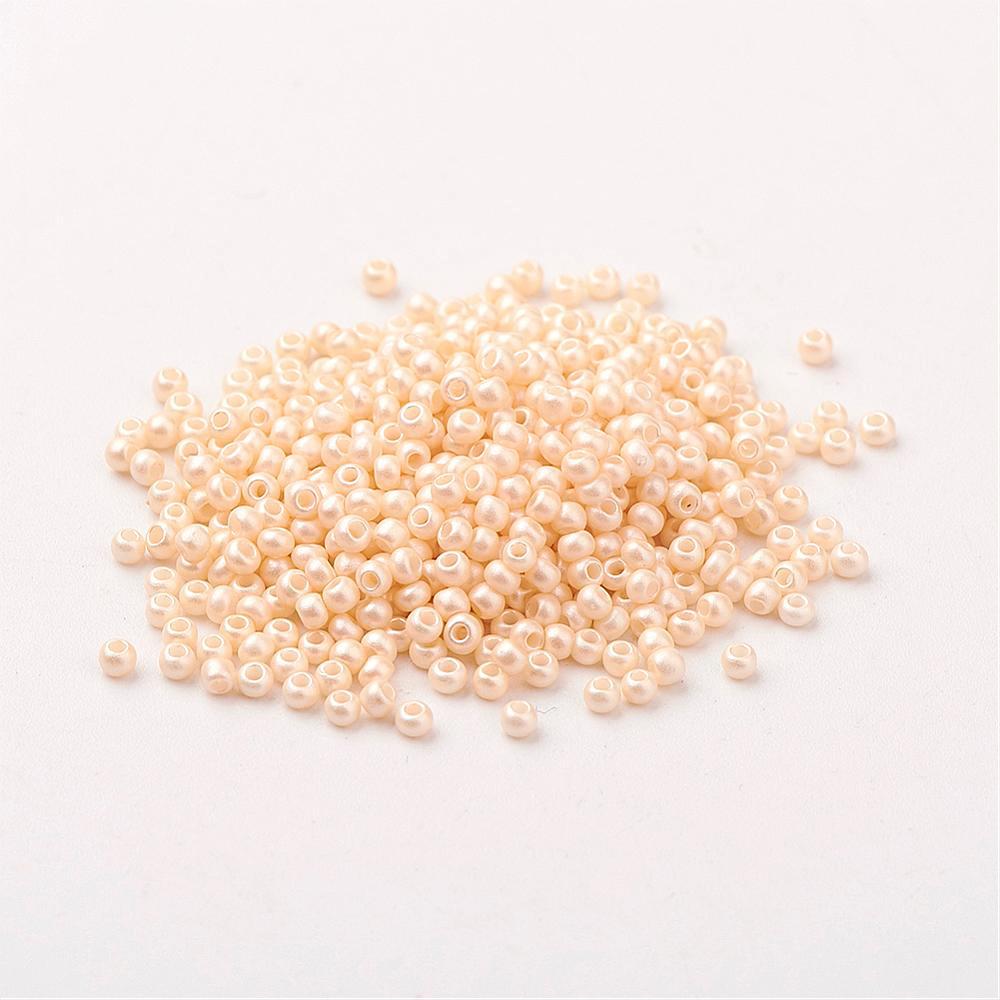 Perles de verre rocailles 13/0 1.5mm - Soft Cream Grade AA - 50g 5200 perles - BD1597