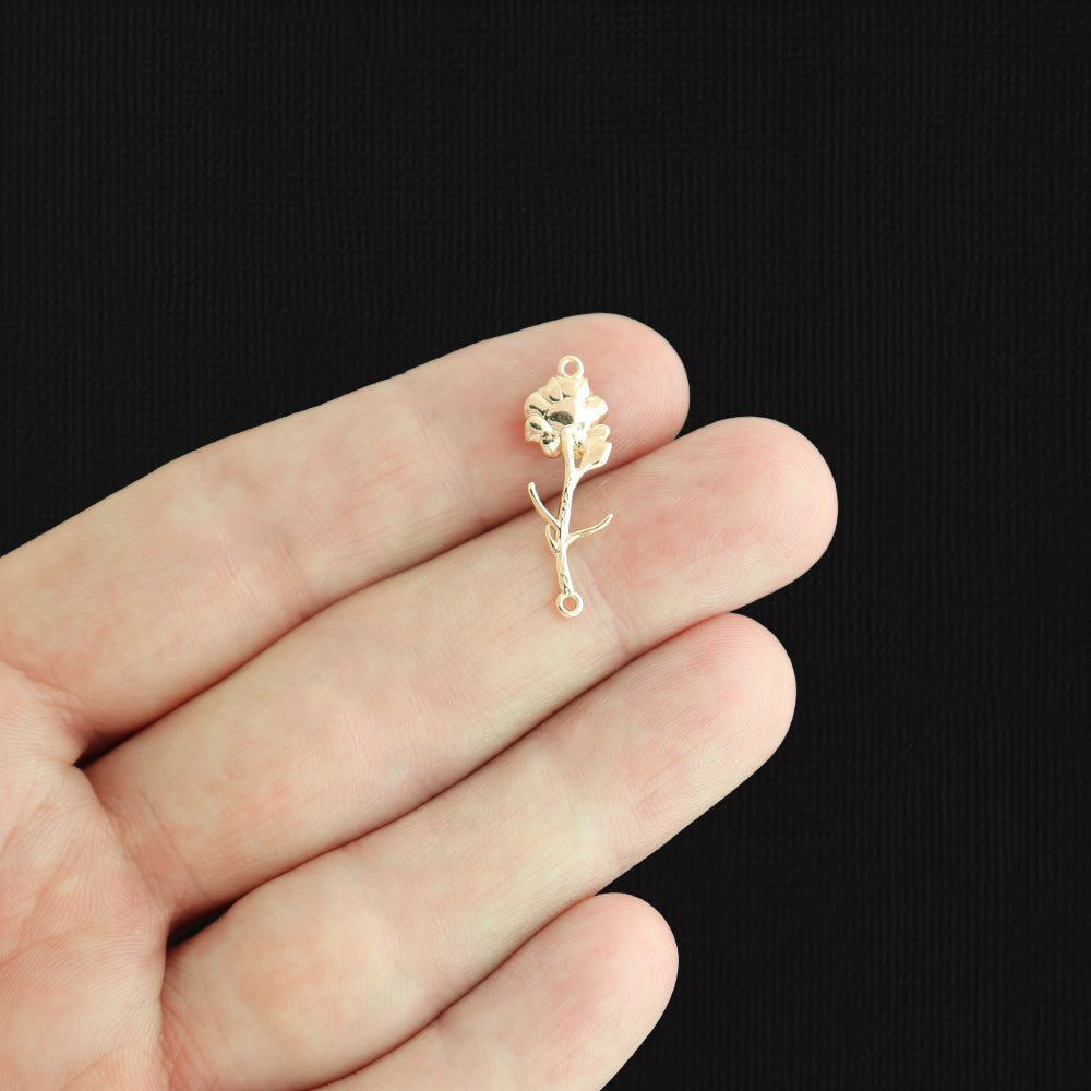 September Birth Flower Gold Tone Copper Charm 3D - GC385