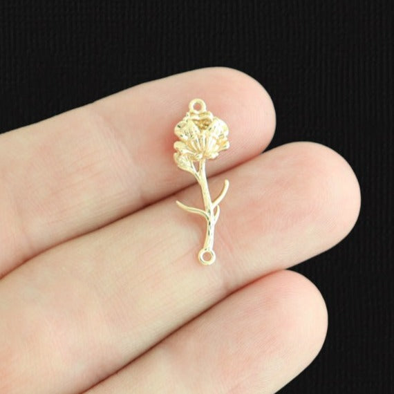 September Birth Flower Gold Tone Copper Charm 3D - GC385