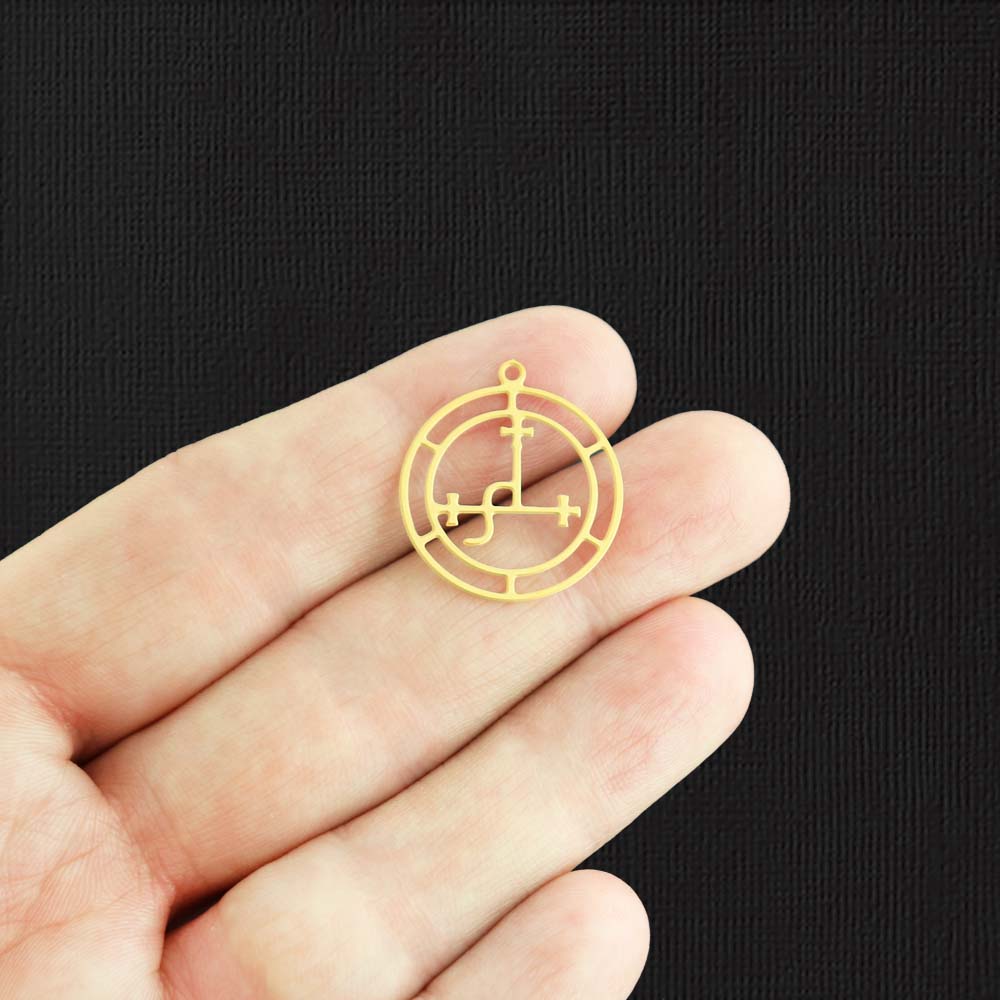 Sigil of Lilith Gold Stainless Steel Charm 2 Sided - SSP508