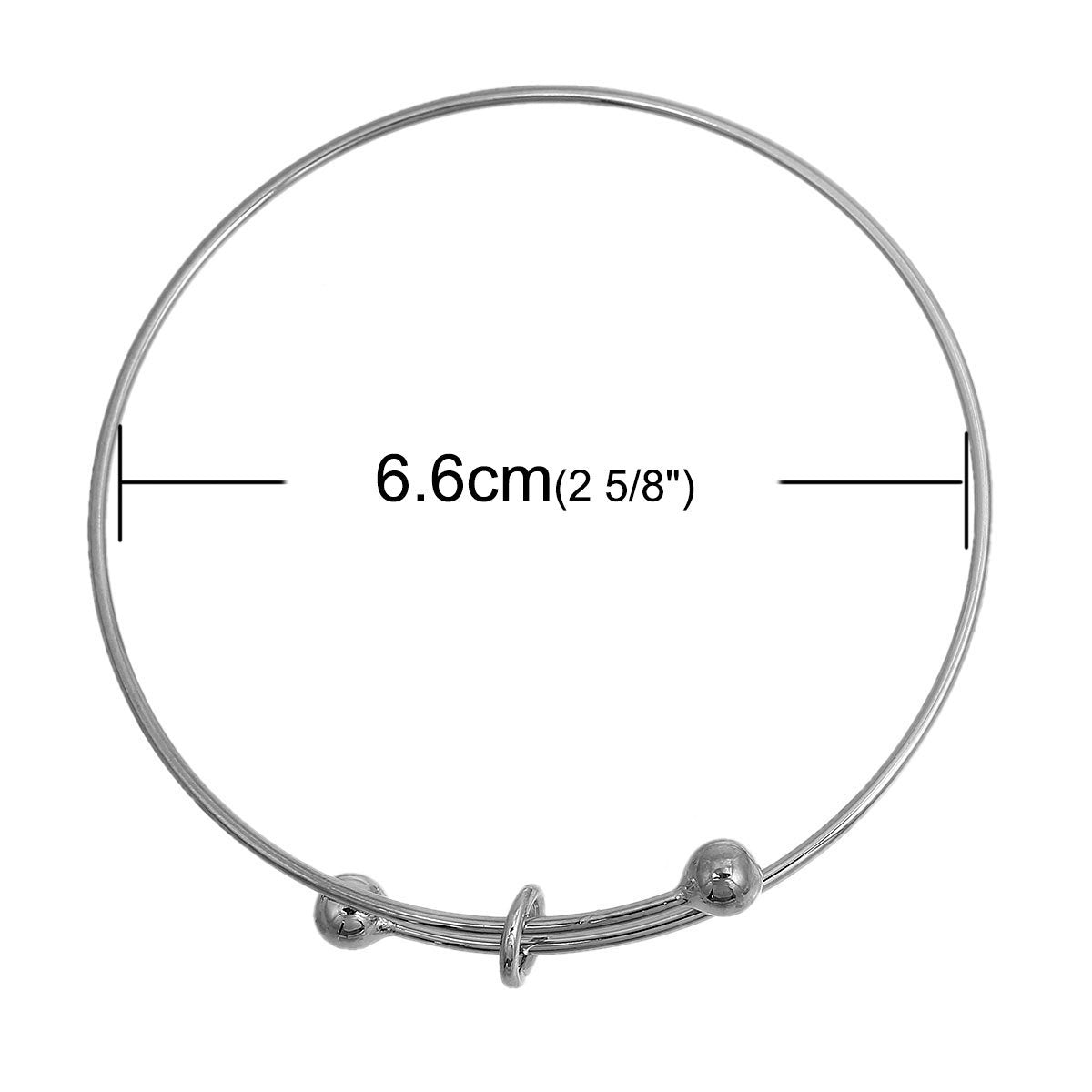 Silver Tone Adjustable Bangle Bracelet - 65mm- Choose Your Quantity!