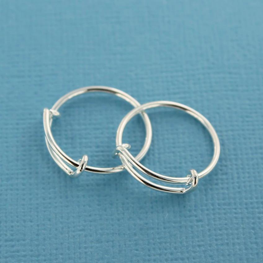 Bases de bague ajustables argentées - 15,9 mm - 10 pièces - FD394