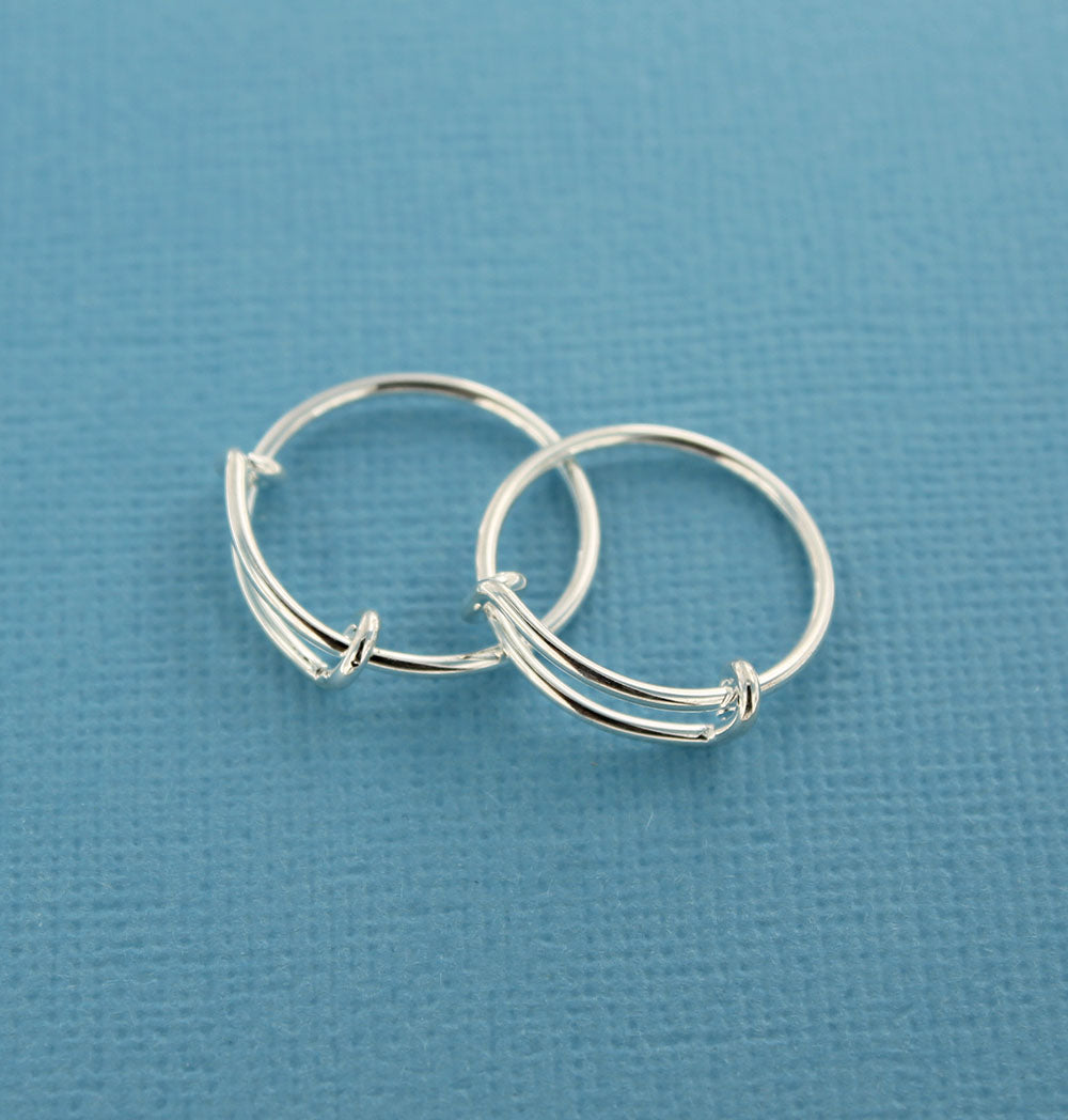 Bases de bague ajustables argentées - 15,9 mm - 2 pièces - FD394