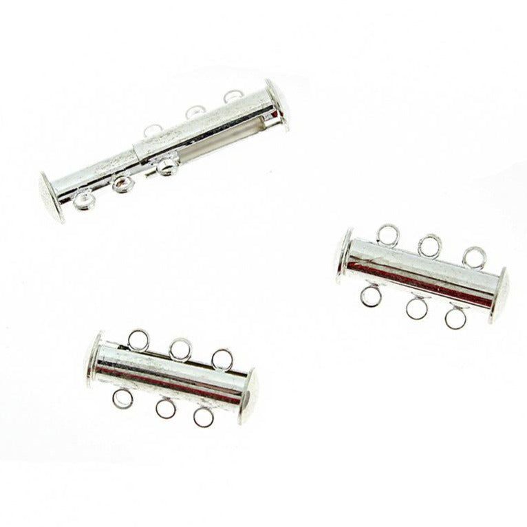 Silver Tone Brass Magnetic Slide Lock Clasps 20mm x 7mm - 2 Clasps - FD913