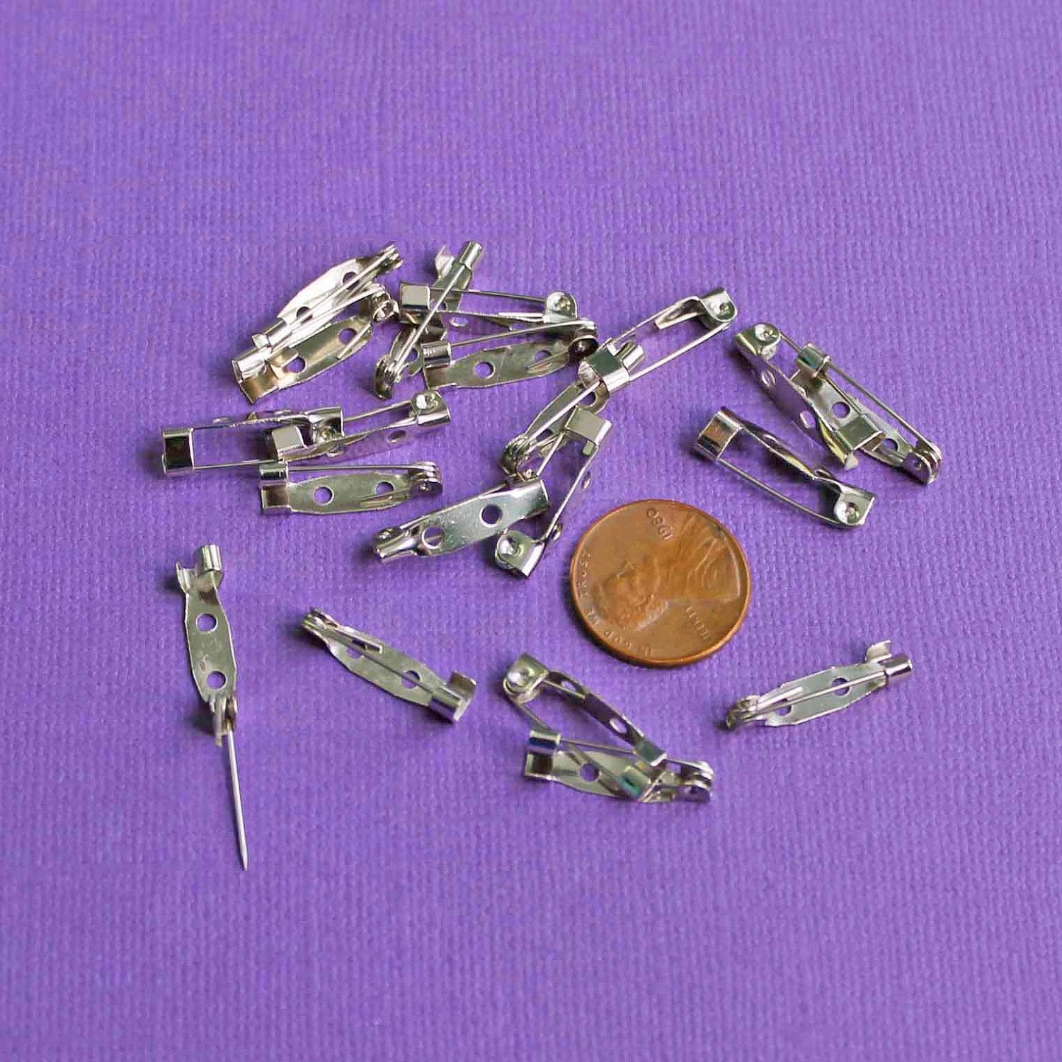 Silver Tone Brooch Pins - 20mm x 5mm - 20 Pieces - FD308