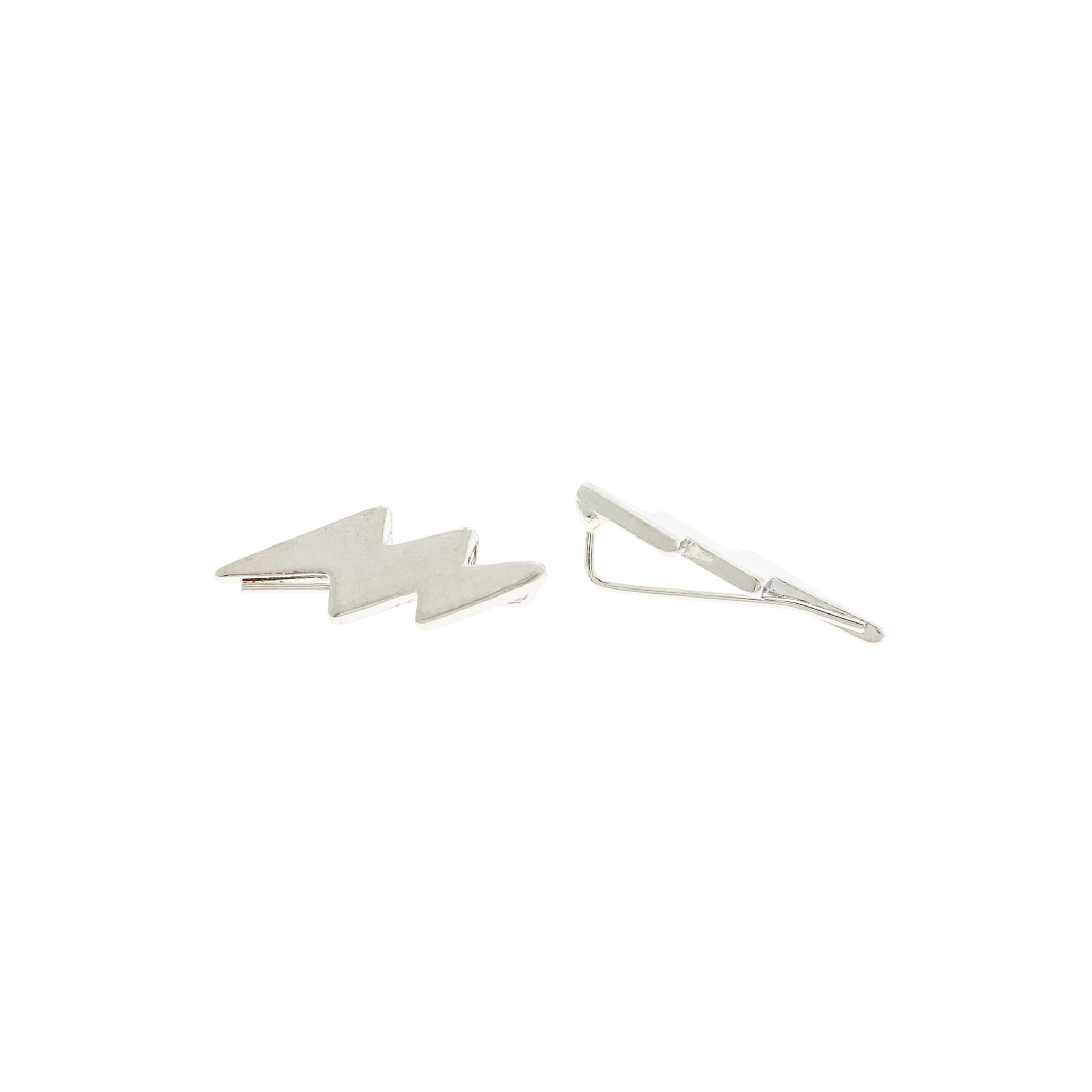 Silver Tone Climber Earrings - Lightning Bolt - 22mm x 8mm - 2 Pieces 1 Pair - Z1054