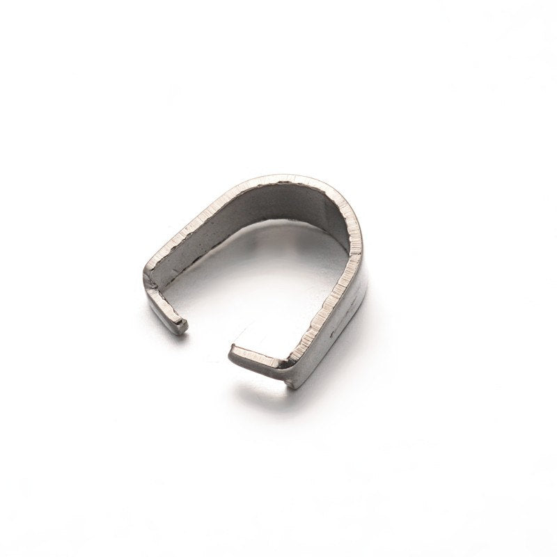 Silver Tone Clip Bail - 8mm x 8mm - 5 Pieces - MT062