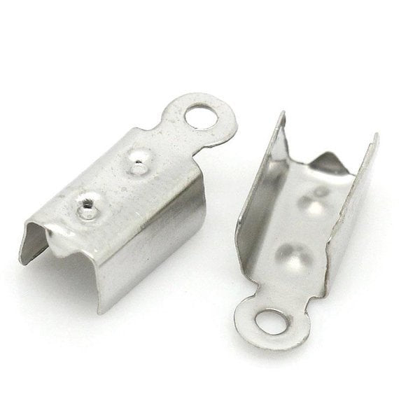 Silver Tone Cord Ends - 9mm x 4mm - 500 Pieces - FD068