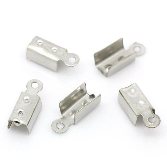 Silver Tone Cord Ends - 9mm x 4mm - 500 Pieces - FD068