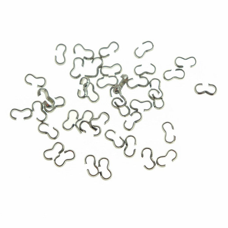 Silver Tone Crimp Connector Cord Ends - 8mm x 2mm - 50 Pieces - FD258