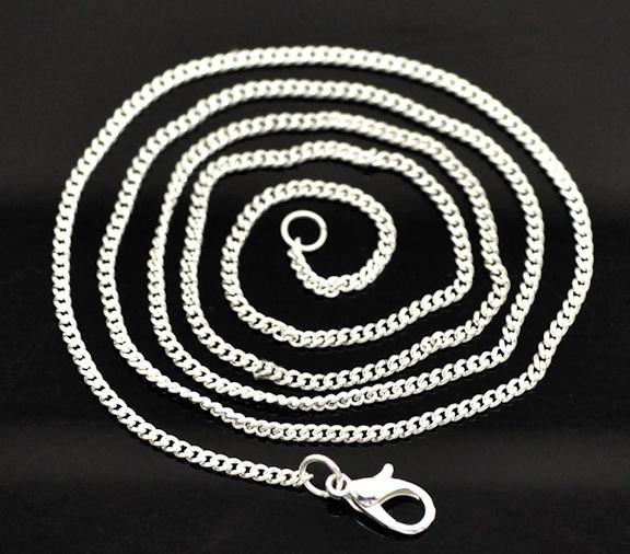 Silver Tone Curb Chain Necklace 24" - 2mm - Choose Your Quantity - N004