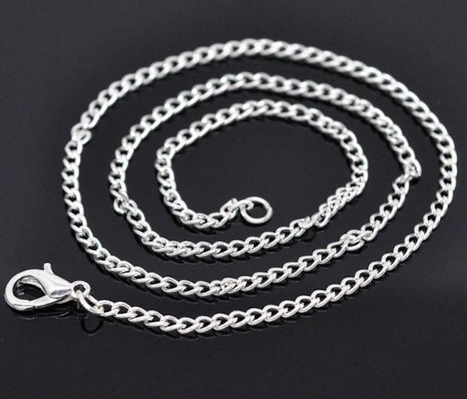 Silver Tone Curb Chain Necklaces - 3mm - Choose Your Length & Quantity!