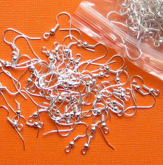 Boucles d'oreilles argentées - Crochets de style français - 20 mm x 17 mm - 200 pièces 100 paires - Z050
