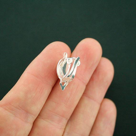 Silver Tone Earrings - Lever Back Clip - 20mm x 13mm - 12 Pieces 6 Pairs - Z430