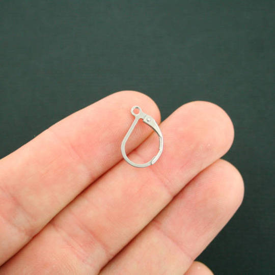 Silver Tone Earrings - Lever Back Wires - 16mm x 10mm - 10 Pieces 5 Pairs - MT519