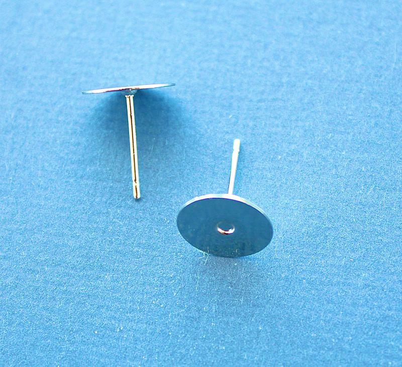 Silver Tone Earrings - Stud Bases - 12mm x 6mm - 40 Pieces 20 Pairs - FD083