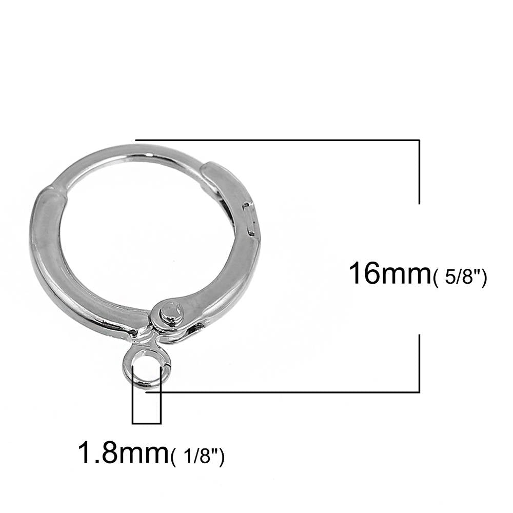 Boucles d'oreilles argentées - Levier de fils - 14 mm x 12 mm - 10 pièces 5 paires - FD534