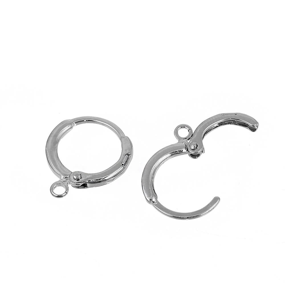 Silver Tone Earrings - Wires Lever - 14mm x 12mm - 10 Pieces 5 Pairs - FD534
