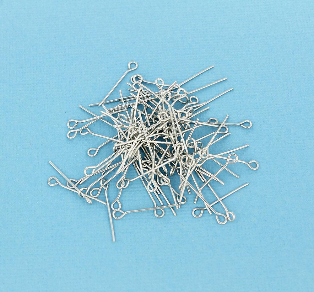 Silver Tone Eye Pins - 20mm - 250 Pieces - PIN057