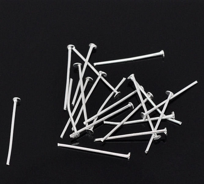 Silver Tone Flat Head Pins - 20mm - 700 Pieces - PIN21