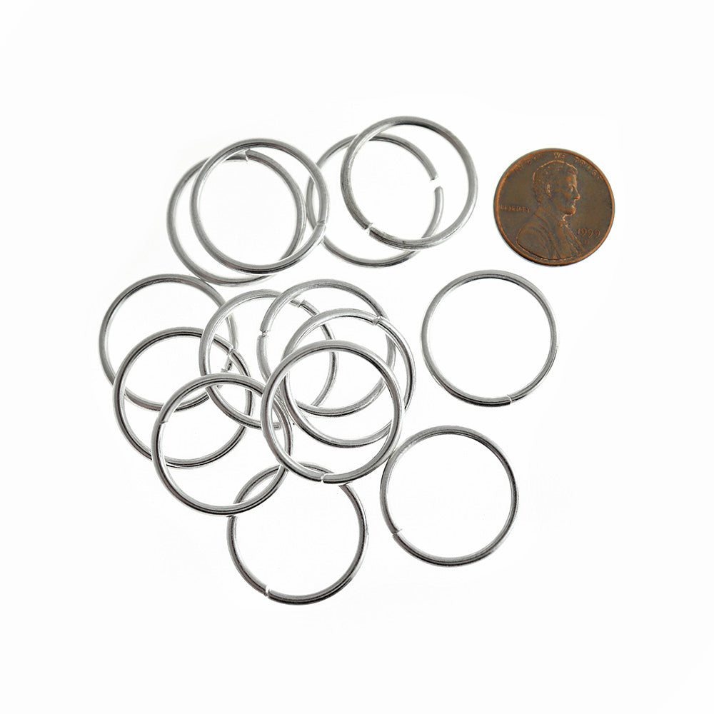 Anneaux argentés 22 m x 2 mm - calibre 12 ouvert - 20 anneaux - J023